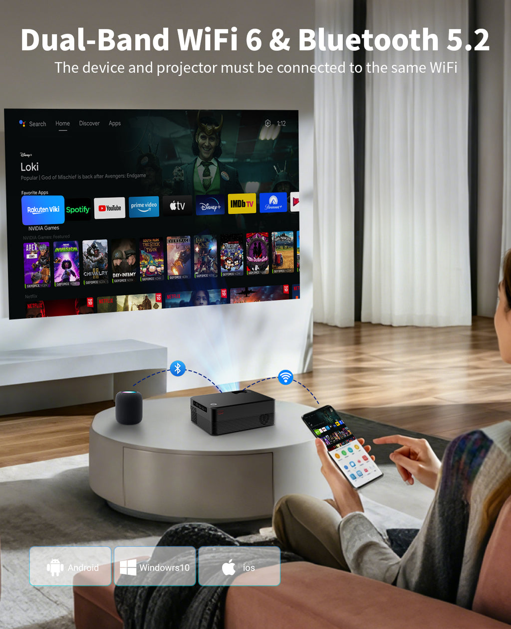 ENUOSUMA H5 Native 1080P Smart Projector