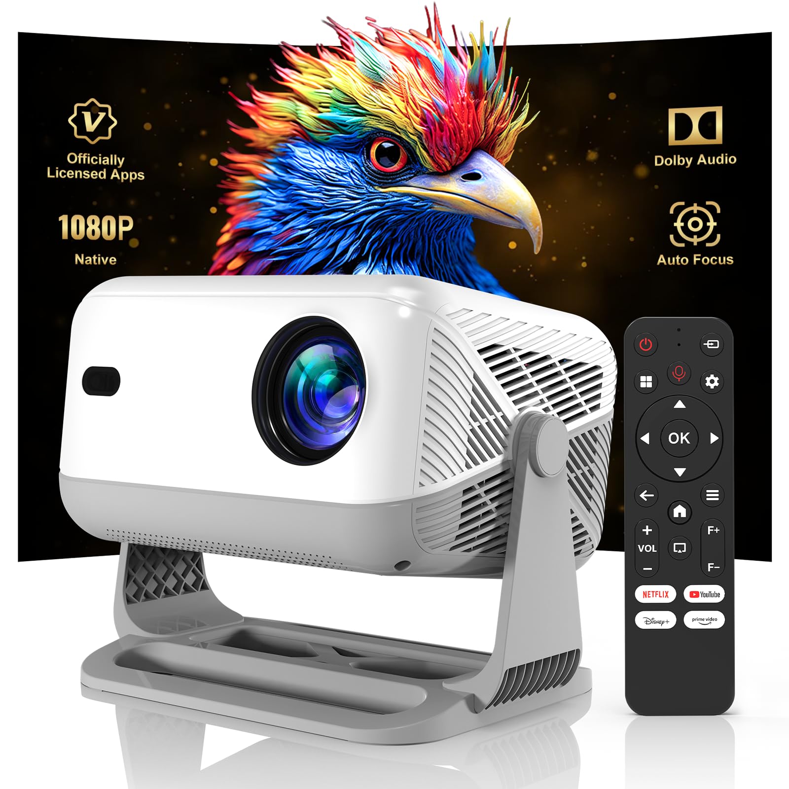ENUOSUMA F10 Native 1080P Smart Projector with Officially Licensed Netflix